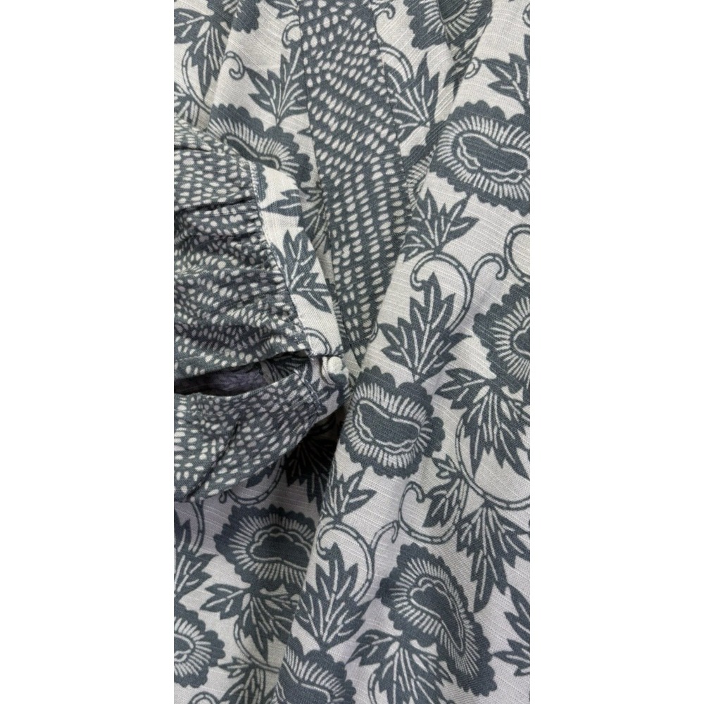 Knox Rose Women Tunic Top  XXL Green Floral Long Slv V-Neck Popover Boho Peasant - Picture 10 of 12